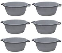 YBM HOME Round Plastic Wash Basin Dish Pan, Laundry Pan, Cleaning Pail, Beige with Dots (6, Gray)
