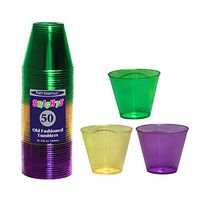 Party Essentials N95046 Plastic Party Cups/Tumblers, 9-Ounce Capacity, Mardi Gras (Case of 600)