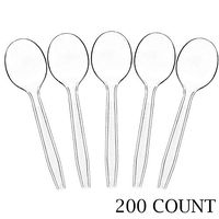 Plasticpro Clear Plastic Soup Spoons Disposable Cutlery Utensils 200 Count