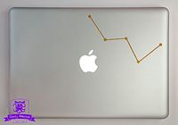Overly Attached Decals Cassiopeia Constellation Vinyl Decal Sized to Fit A 11" Laptop - Gold Metallic
