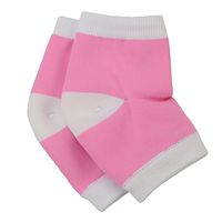 Gel Heel Ankle Sleeve Moisturizes Cracked Dry Heels Soft Foot Care Spa Support Helps Plantar Fasciitis Feet Pain Relief Socks (Pink/White - 1 Pair - Heel Gel Socks, Small/Medium)
