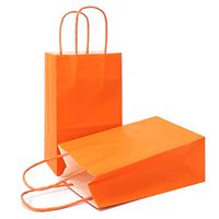 AZOWA Gift Bags Small Kraft Paper Bags with Handles (8 x 6 x 3 in, Orange, 25 Pcs)