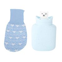 Duevin 300ml Hot Water Bag Hot water bag with felt sheath For Warm Feet, Hands, Back, Neck Hot Water Bottle Hot Water Bottle Perfect for Cold Winter Nights(Blue)