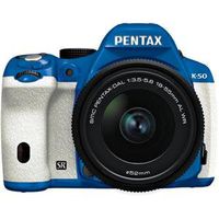 Pentax K-50 16MP Digital SLR Camera 3-Inch LCD with 18-55mm f/3.5-5.6 WR Lens (Blue/White)