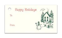 (15 Tags) Northwoods Holiday Ivory Gift Tags & Strings. Happy Holidays. to: from: Hang Tags