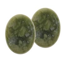 Bonarty 2 Pcs Massage Stones, Hot Olive Jade Stones, Smooth Massage Hot Cold Stones - Spa Body Relax Back Heater (3 x 4cm)
