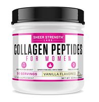Collagen Peptides Powder - Hydrolyzed Collagen Powder Grass Fed for Healthy Hair Skin Nails and Joints | Paleo Friendly Keto Protein Powder Non-GMO and Gluten Free | Sheer Strength 366g Vanilla