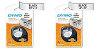 DYMO LetraTag Self-Adhesive Multi-Purpose Label Tape, 1/2-inch, 13-foot Cassette, Black Print on Metallic Silver (1743603), 2 Packs