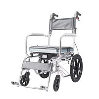 Belltower Foldable Toilet Chair Wheelchair,Waterproof Transport Chair Portable Commodes Shower Bath Chair with Wheel for Elder Disabled Pregnant (Gray)