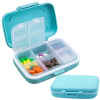 Alaroute Weekly Pill Organize Case, Made of Natural Wheat Straw Fiber, Supplement Case for Travel and Daily Use, Fits for Purse, Pocket, Hand Bag (6 Compartments,Removable, Blue,Small)