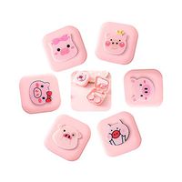 DAYFULI 6 Pieces Contact Lens Case, Cute Unisex Pig Cartoon Travel Portable Mirror Container, Contact Lens Protector Bracket Storage Box for Family and Travel with Mirror