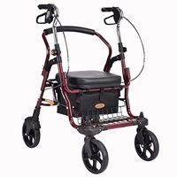 MYJZY Rollator Walkers for Seniors, Mobility Portable Elderly Walking Aids,Collapsible Aluminum Alloy Rolling Walker with Seat 4 Wheels,Red