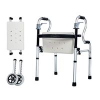 Multi-Function Walker, Elderly Accessory, Rehabilitation Walker, One-Button Folding, Easy to Clean Plastic Material, Suitable for Bathroom, Travel (with Wheels)