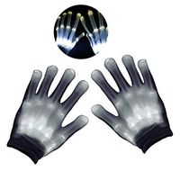AULIN LED Gloves, LED Skeleton Hand Gloves with 6 Lighting Mode Toys Rave Gloves for Kids&Adults Party Halloween/Christmas/Birthday Gift (White)