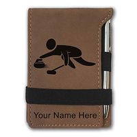 Mini Notepad, Curling Figure, Personalized Engraving Included (Dark Brown)