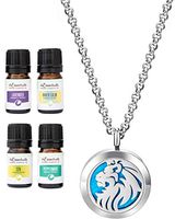 Wild Essentials King Lion Essential Oil Diffuser Necklace Gift Set Includes Aromatherapy Pendant, 24" Stainless Steel Chain, Refill Pads and 100% Pure Oils (Lavender, Peppermint, Inner Calm and Zen)