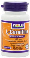 NOW Carnitine 500mg, 30 Capsules (Pack of 2)