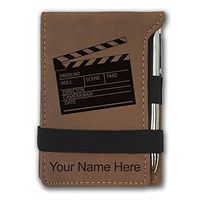 Mini Notepad, Movie Clapperboard, Personalized Engraving Included (Dark Brown)