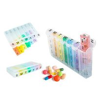Yikai Pop Up Weekly Pill Box 7 Day Tablet Medicine Organiser Dispenser Holder 2PC