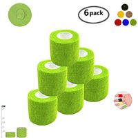 Self Adherent Wrap Tape Medical Cohesive Bandages Flexible Stretch Athletic Strong Elastic First Aid Tape for Sports Sprain Swelling and Soreness on Wrist and Ankle 6 Pack 2Inch X 5Yards(Green)