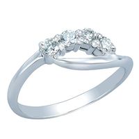 Women's 18K White Gold Modified Half Eternity Ring Featuring 4 0.24ct Round B.