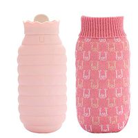 YUN Silicone Hot Water Bottle Female Student Injection Water Hand Warmer Mini Water with Carry Three Colors Optional (Color : Pink)