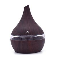 QIUUE Air Aroma Essential Oil Diffuser LED Ultrasonic Aroma Aromatherapy Humidifier Wood Grain Essential Oil Aromatherapy Machine (Yellow) (Brown)