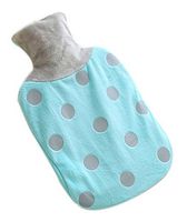 Large Plush Creative Rubber Hot Water Bottle, Sky Blue and Gray Wave Points