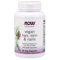 NOW Solutions, Vegan Hair, Skin & Nails, Nutritional Support with 5,000 mcg Biotin, 90 Veg Capsules