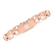 Tarring Noble Rose gold Heart Medical id bracelet for women free engraving(6.5)