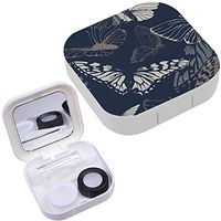 Portable Contact Lens Case Box Travel Kit Mirror + Bottle + Tweezers Container Holder [ Butterflies ]