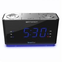 SmartSet Alarm Clock Radio with Bluetooth Speaker, USB Charger for iPhone and Android, Night Light, and Blue LED Display (Renewed)