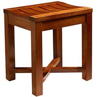 Bath Stool Bathroom Stool Rubber Wood Stool Oak Foot Bath Stool Bench Elderly Non-Slip Waterproof Shower Stool with Cross Chassis and Slat Type Sitting Surface(423445cm)