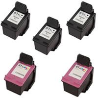 Amsahr 61XLBK(CH563WN) Remanufactured Replacement HP Ink Cartridges for Select Printers/Faxes with 3 Black and 2 Color Ink Cartridges