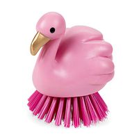 Flamingo Themed Kitchen Dish Scrubber – Plastic Palm Grip Scrub Brush With Nylon Bristles
