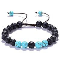 Adjustable Lava Rock Stone Essential Oil Anxiety Diffuser Bracelet Turquoise Bracelet Aromatherapy, Relax, Balance, Energy Reiki Bracelet for Men/Women
