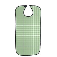 Adult Bib Washable Reusable Waterproof Clothing Protector with Optional Crumb Catcher and PVC Backing for for The Eldly Elderly Senior Men and Women (Green Plaid)