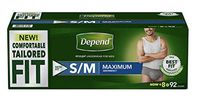 Depend FIT-Flex Max Absorbency Underwear for Men Small/Medium 92-Count: Waist 26”-34”
