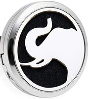 Aromabug Aromapin (Elephant) 22mm Personal Aromatherapy Essential Oil Diffuser Stainless Steel Locket Brooch. 6 High Fiber Pads and 3 Essential Oils Included.