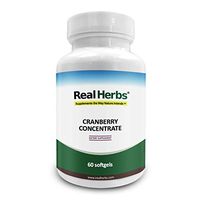 Real Herbs Cranberry Concentrate - Derived from 12600mg of Cranberries with 50:1 Extract Strength - Easier to Swallow than Capsules or Pills - Cranberry Supplement for UTI Support  - 60 Softgels