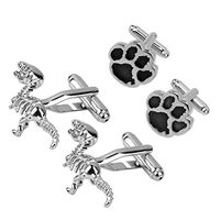 2 Pair Copper Silver Cufflinks Animal Pattern Cuff Links Novelty Jewelry Trendy Mens Cuffs Styling Designs Design Good Beauty Unique Stylish Accesories Cheap