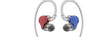 FiiO FA7 Best Over The Ear Headphones/Earphones Detachable Cable Design HiFi Quad Balanced Armature Driver in-Ear Monitors for iOS and Android Computer PC Tablet(Blue(L) and Red(R)-Clear Abstract (Re