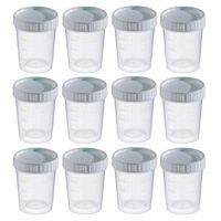 Specimen Cups Grey Screw top Lids, 4 oz/120cc with Graduations (Pack of 12)