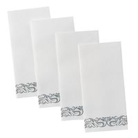 Superior Quality Decorative Linen-Feel Hand Towels By Bloomingoods – Silver Floral Disposable Paper Towels For Guests – Pack Of 100 – Ideal Size Of 12x17 Inches Unfolded And 8.5x4 Inches Folded