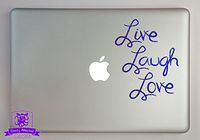 Overly Attached Decals Live Laugh Love Typography 15" Laptop Specialty Vinyl Decal - Blue-Metal-Flake