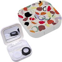 Portable Contact Lens Case Box Travel Kit Mirror + Bottle + Tweezers Container Holder [ Circles Strokes ]