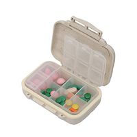 HRX Package Divided Waterproof Travel Pill Case, Small Natural Wheat Fiber Pill Box Organizer Container with 8 Compartments for Purse Pocket