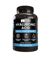 Natural Hyaluronic Acid, 1 Year Supply, 365 Capsules, No Magnesium or Rice Filler, Made in The USA, Lab Tested, Non-GMO, Gluten-Free, 325 mg Undiluted Hyaluronic Acid with No Additives