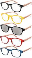 Eyekepper 5-Pairs Reading Glasses for Women Men Include Tinted Readers for Reading Under The Sun with Bamboo Pattern Arms +1.75