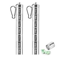 Rely2016 Weekly Pill Fob, Aluminum Alloy Waterproof Pill Cases Box Dispenser Travel Pill Box 7 Days Printed Pill Holer Container Medicine Organizer with Key Chian & Buckle for Travel Camping (2)